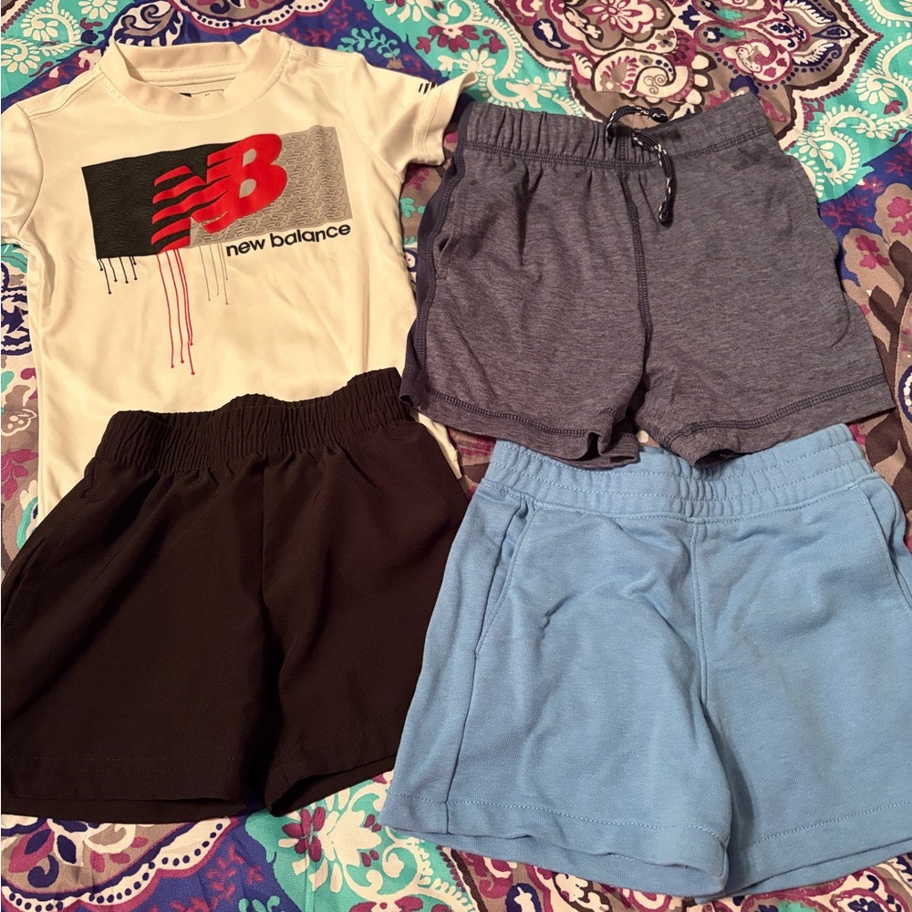 New Balance Kids' Black, Light Blue & Heather Gray Athletic Shorts Bundle